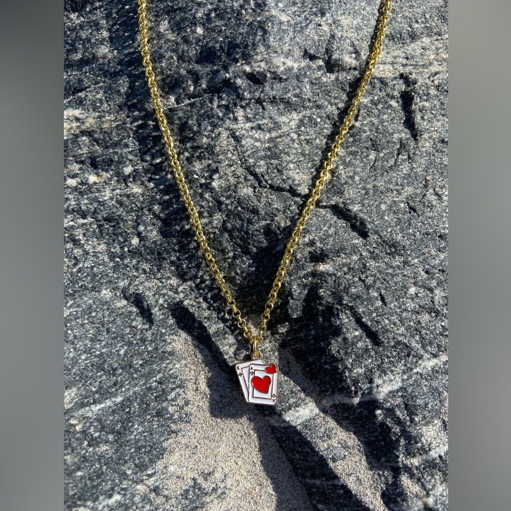 Gold Playing Card Pendant Necklace